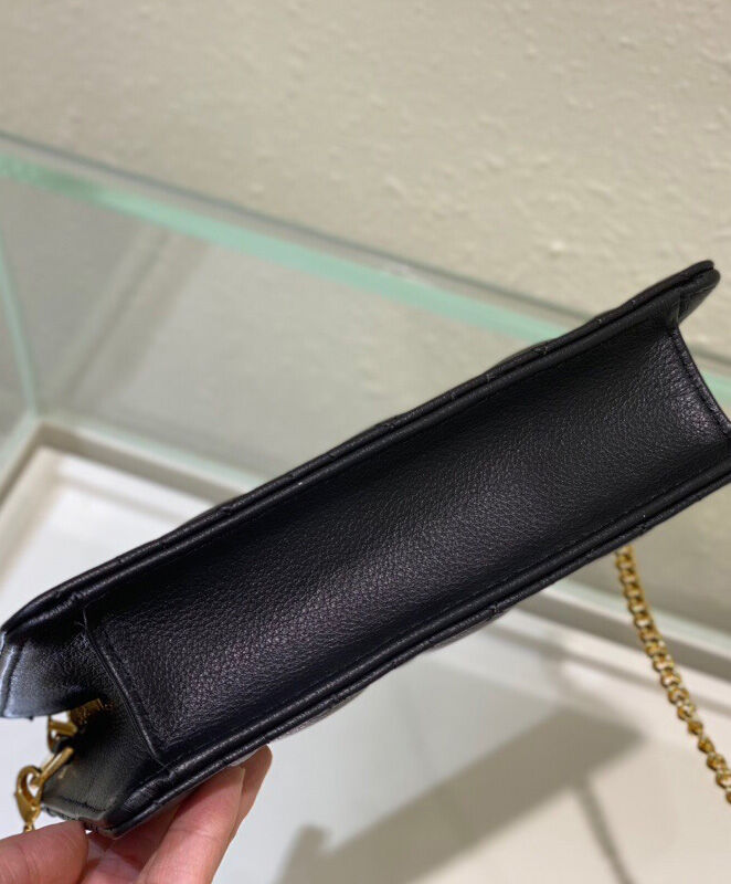 Christian Dior Caro Zipped Pouch Cowhide Black